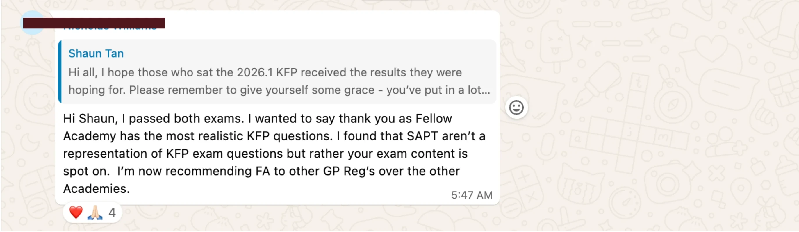 Message from a Fellow Academy candidate