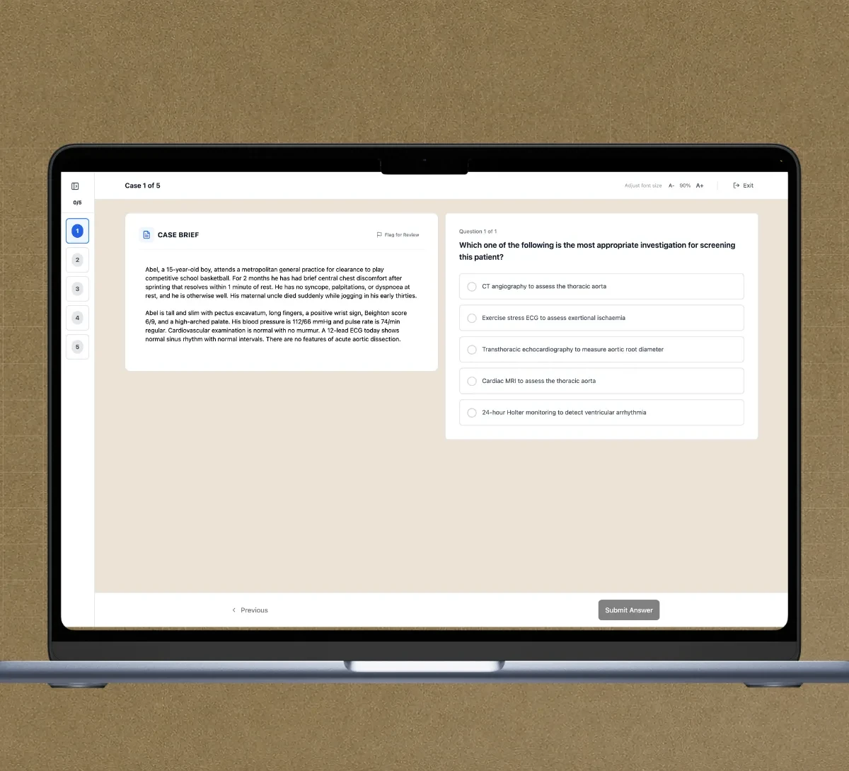 Working an AMC MCQ in the Fellow Academy platform