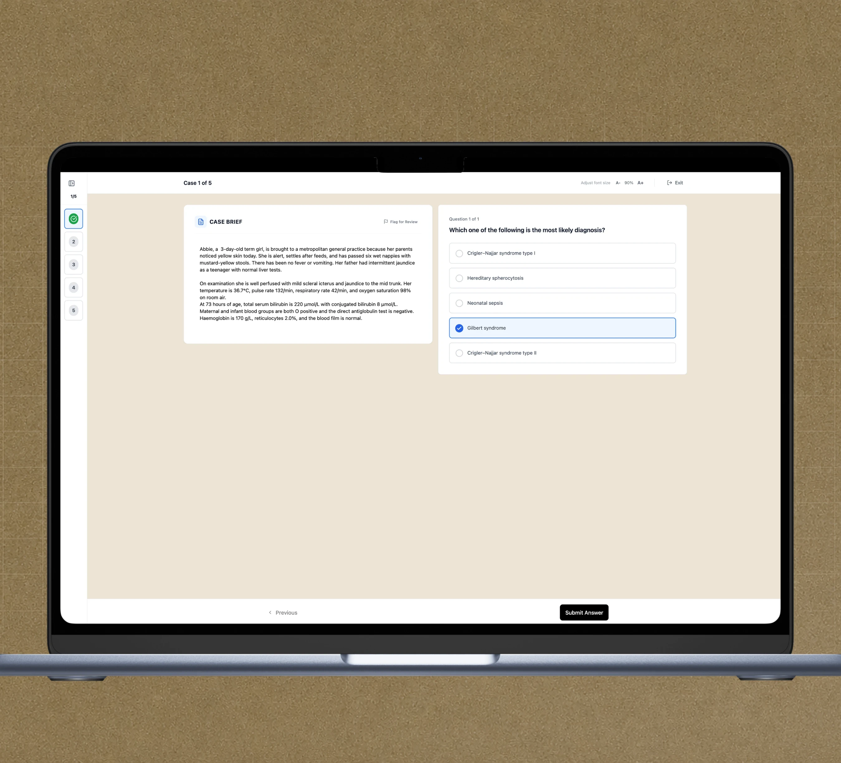 The AMC Part 1 question bank in the Fellow Academy platform