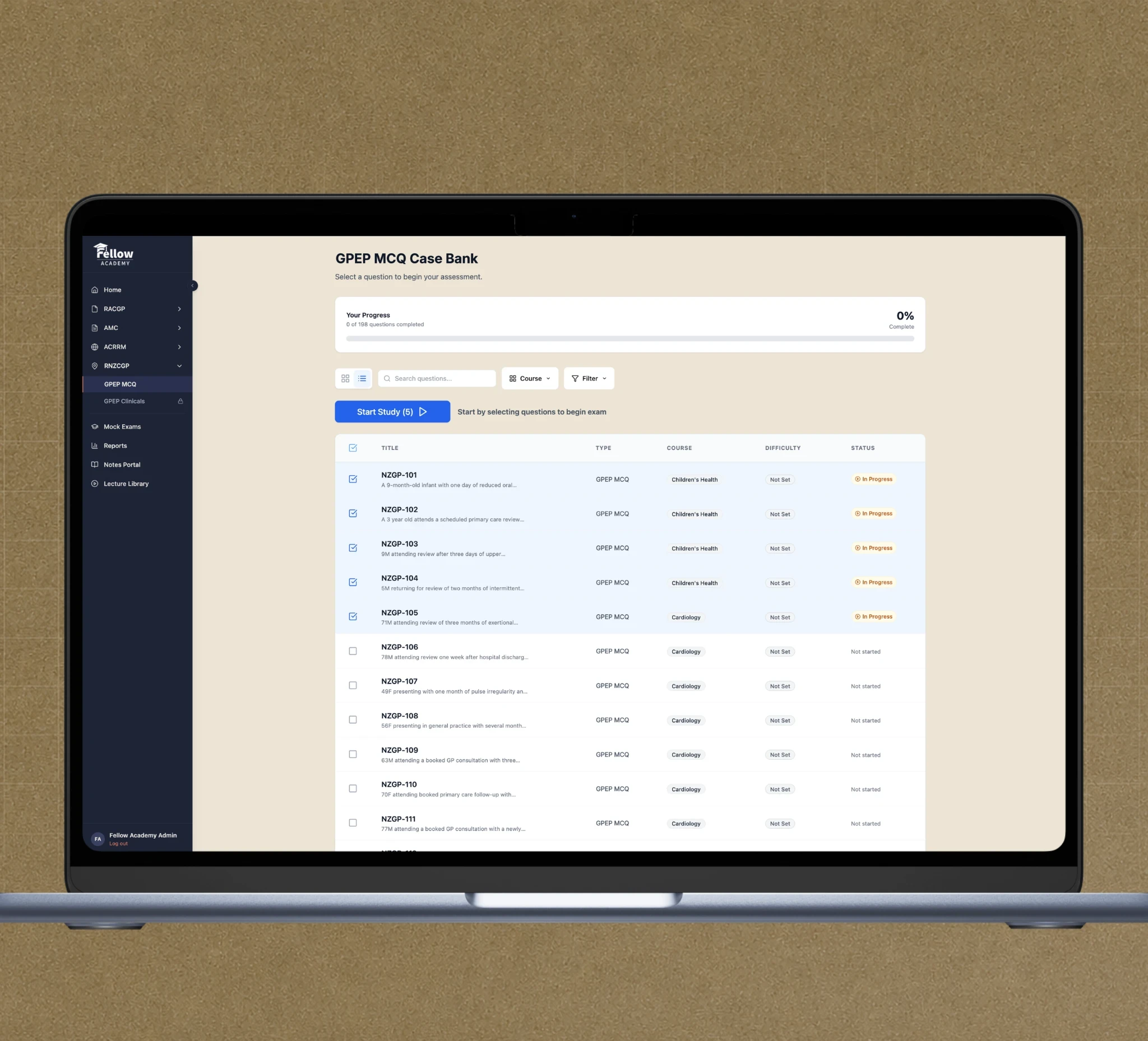 The GPEP MCQ Case Bank on the Fellow Academy platform